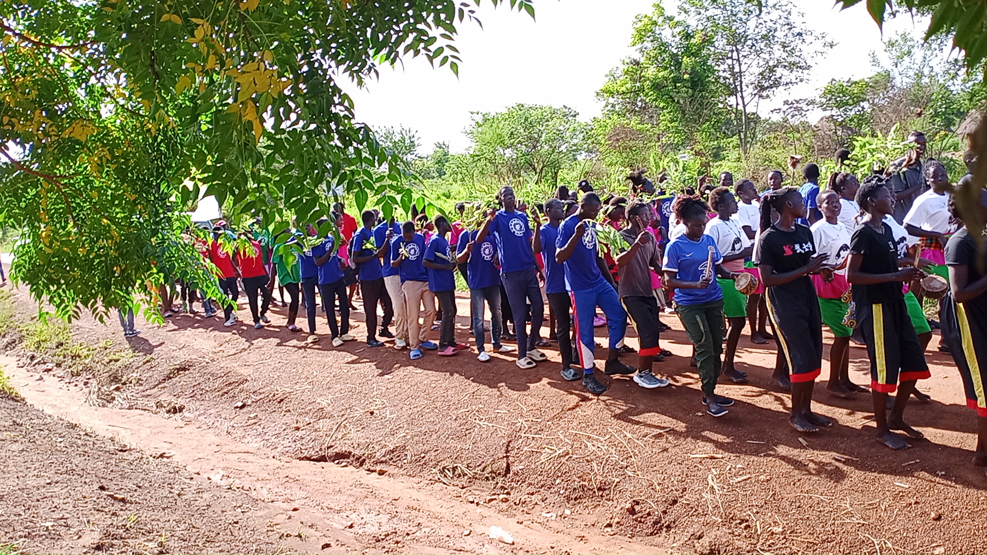 Students of Don Bosco VTC cultural team welcoming his Eminence to Don Bosco VTC during his visits to Palabek