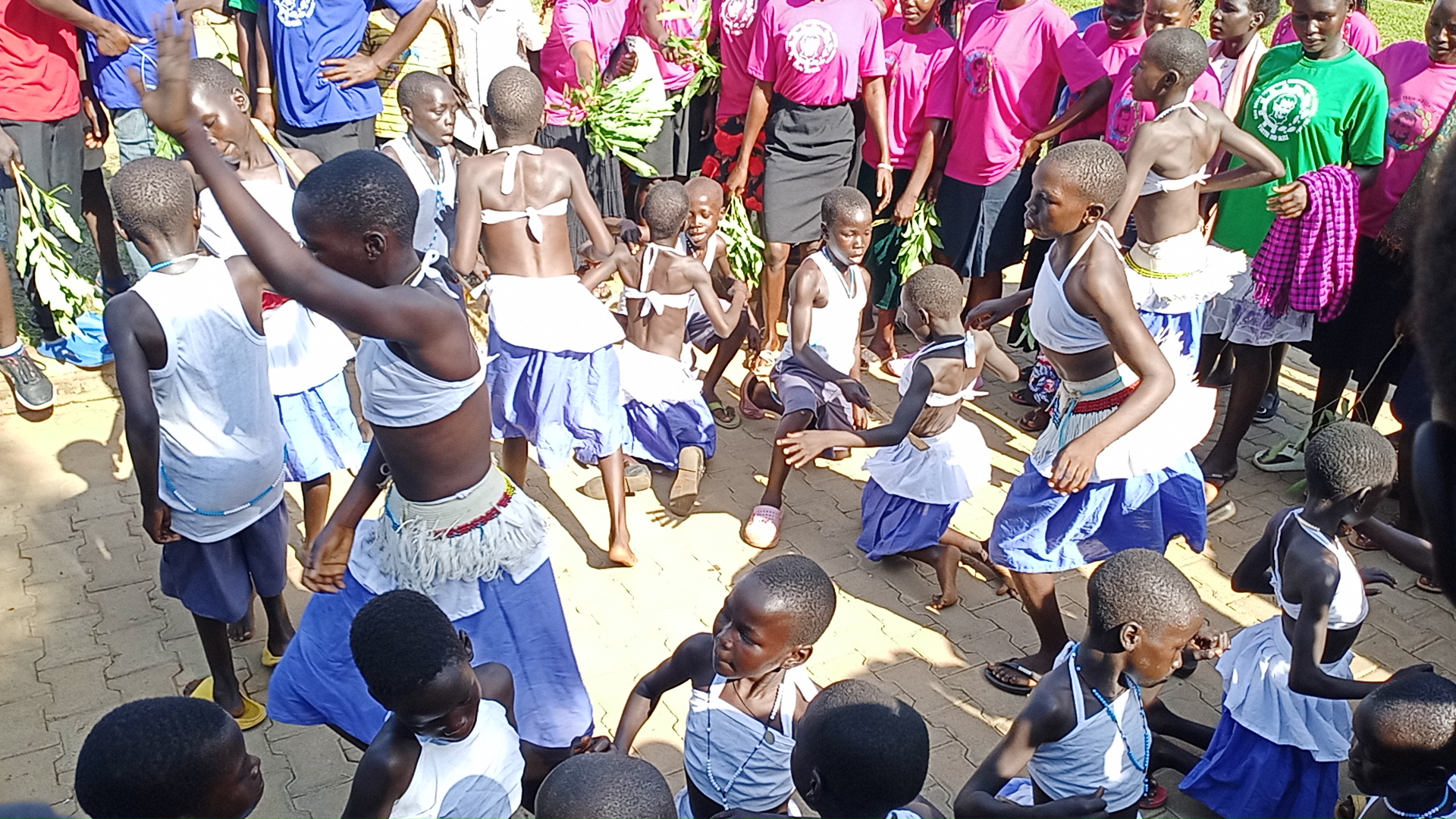 Childrens of St. Daniel Comboni Nursery school participating during the welcome of our Rector Major His Emminence Angel Fernandez Artime to Palabek